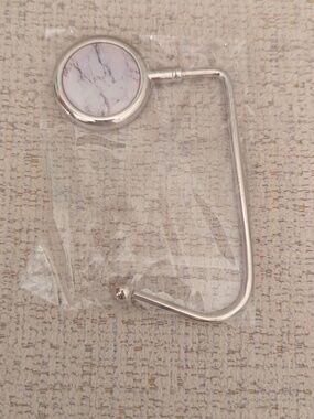 White Marble, Silver Purse Hanger